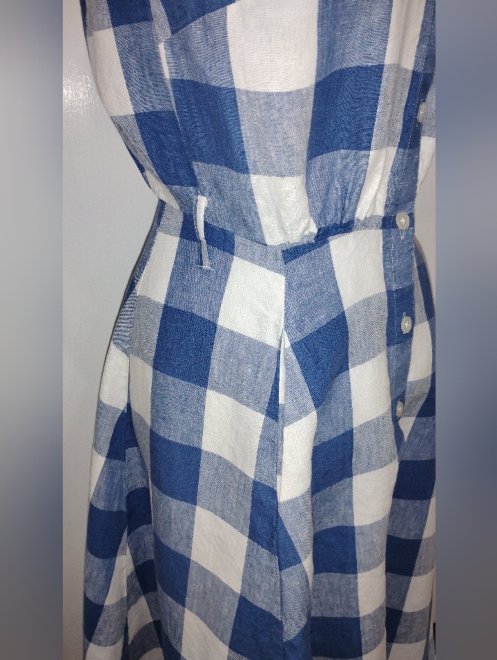 LINEN GINGHAM SUMMER DRESS - Picture 10 of 10